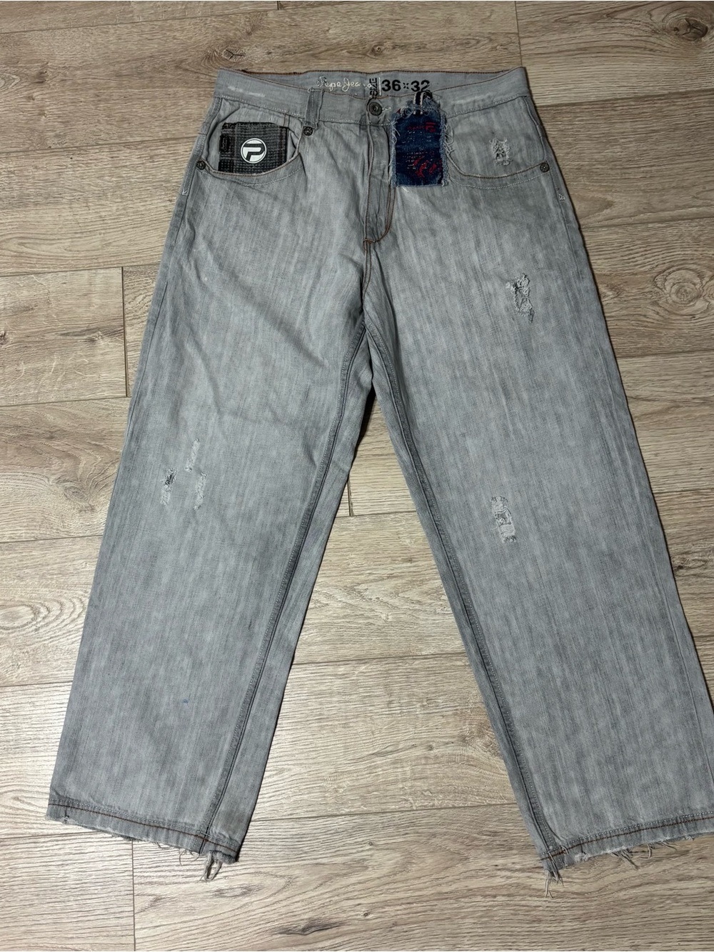 Men's Light Gray PEPE LONDON Distressed Jeans